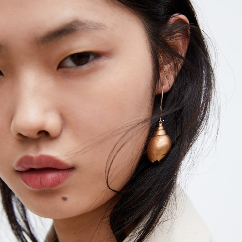 NWT • Zara • Gold Shell Earrings